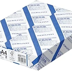 Kokuyo KB Paper, White Degree 80%, Paper Thickness 0.09 mm, 64gsm, A4, 500 Sheets, FSC Certified, Japan Import (KB-39N)