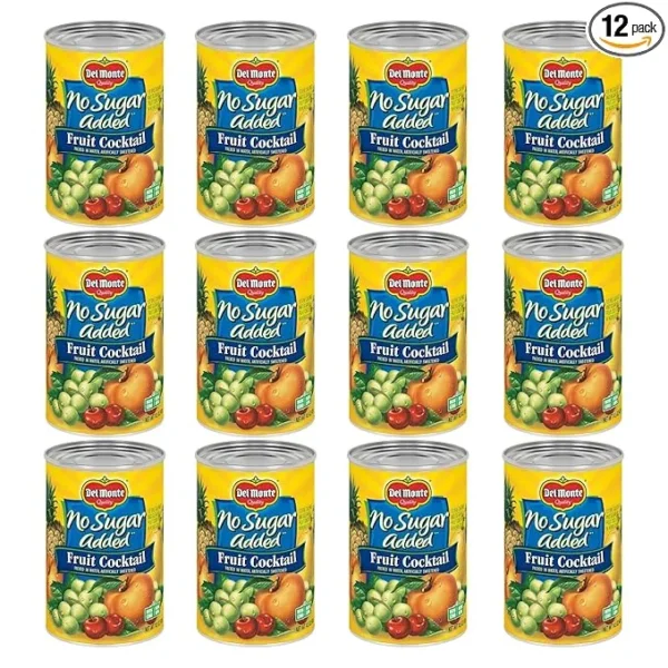 DEL MONTE No Sugar Added Fruit Cocktail, Canned Fruit, 12 Pack